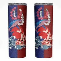 Hawaiian and Japanese Together Skinny Tumbler The Whale and Koi Fish with Hinomaru and Lei