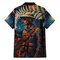 New Zealand Soldier ANZAC Day Family Matching Long Sleeve Bodycon Dress and Hawaiian Shirt Silver Fern Starry Night Style LT03 - Polynesian Pride