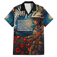 New Zealand Soldier ANZAC Day Family Matching Summer Maxi Dress and Hawaiian Shirt Silver Fern Starry Night Style LT03 Dad's Shirt - Short Sleeve Blue - Polynesian Pride