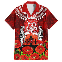 New Zealand ANZAC Waitangi Day Family Matching Puletasi and Hawaiian Shirt Hei Tiki and Soldier LT03 Dad's Shirt - Short Sleeve Red - Polynesian Pride