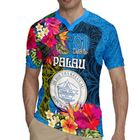 Palau Independence Day Rugby Jersey 1st October 30th Anniversary Polynesian Jungle Flower