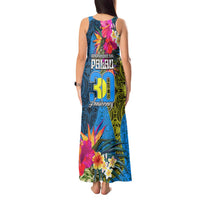 Palau Independence Day Tank Maxi Dress 1st October 30th Anniversary Polynesian Jungle Flower