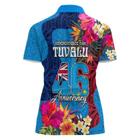 Tuvalu Independence Day Women Polo Shirt 1st October 46th Anniversary Polynesian Jungle Flower