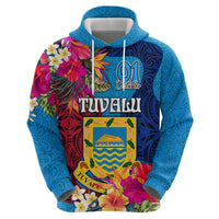 Tuvalu Independence Day Zip Hoodie 1st October 46th Anniversary Polynesian Jungle Flower
