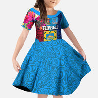 Personalised Tuvalu Independence Day Family Matching Long Sleeve Bodycon Dress and Hawaiian Shirt 1st October 46th Anniversary Polynesian Jungle Flower
