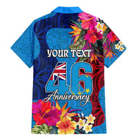 Personalised Tuvalu Independence Day Family Matching Mermaid Dress and Hawaiian Shirt 1st October 46th Anniversary Polynesian Jungle Flower