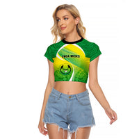Enga Mioks Rugby Raglan Cropped T Shirt Papua New Guinea Polynesian Tattoo LT03 Female Green - Polynesian Pride