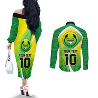 Custom Enga Mioks Rugby Couples Matching Off The Shoulder Long Sleeve Dress and Long Sleeve Button Shirts Papua New Guinea Polynesian Tattoo LT03 - Polynesian Pride