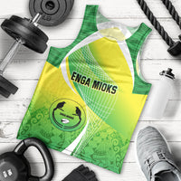 Custom Enga Mioks Rugby Men Tank Top Papua New Guinea Polynesian Tattoo LT03 Green - Polynesian Pride