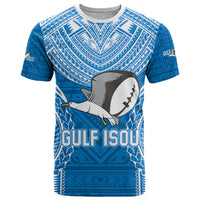 Gulf Isou Rugby T Shirt Papua New Guinea Polynesian Tattoo LT03 Blue - Polynesian Pride