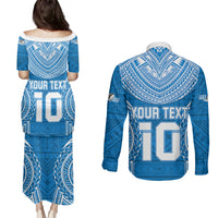 Custom Gulf Isou Rugby Couples Matching Puletasi Dress and Long Sleeve Button Shirts Papua New Guinea Polynesian Tattoo LT03 - Polynesian Pride