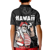 Hawaii Aloha Santa Claus Funny Polynesian Tattoo Kid Polo Shirt Black Color LT03 - Polynesian Pride