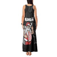 Hawaii Aloha Santa Claus Funny Polynesian Tattoo Tank Maxi Dress Black Color
