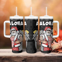 Hawaii Aloha Santa Claus Funny Polynesian Tattoo Tumbler With Handle Black Color