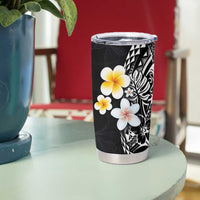 Hawaiian Hibiscus and Plumeria Polynesian Tribal Tattoo Tumbler Cup Black Color