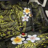 Hawaiian Hibiscus and Plumeria Polynesian Tribal Tattoo Back Car Seat Cover Yellow Color