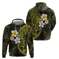 Hawaiian Hibiscus and Plumeria Polynesian Tribal Tattoo Hoodie Yellow Color