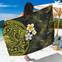 Hawaiian Hibiscus and Plumeria Polynesian Tribal Tattoo Sarong Yellow Color