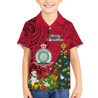 Niue Christmas Kid Hawaiian Shirt Coat of Arms and Polynesian Tattoo Xmas Element Christmas Red Vibe LT03 Kid Red - Polynesian Pride