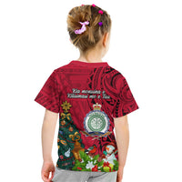 Niue Christmas Kid T Shirt Coat of Arms and Polynesian Tattoo Xmas Element Christmas Red Vibe LT03 - Polynesian Pride