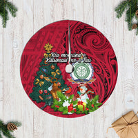 Niue Christmas Tree Skirt Coat of Arms and Polynesian Tattoo Xmas Element Christmas Red Vibe LT03 Red - Polynesian Pride