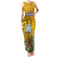 Niue Christmas Family Matching Tank Maxi Dress and Hawaiian Shirt Coat of Arms and Polynesian Tattoo Xmas Element Christmas Yellow Vibe LT03 Mom's Dress Yellow - Polynesian Pride