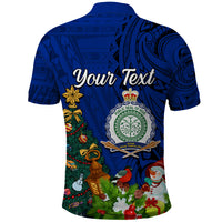 Personalised Niue Christmas Polo Shirt Coat of Arms and Polynesian Tattoo Xmas Element Christmas Blue Vibe LT03 - Polynesian Pride