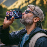 Hawaiian Whales Love Couple 4 in 1 Can Cooler Tumbler Hibiscus and Kakau Art Tattoo Night Sky Vibe