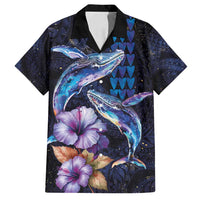 Hawaiian Whales Love Couple Family Matching Puletasi and Hawaiian Shirt Hibiscus and Kakau Art Tattoo Night Sky Vibe
