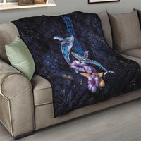 Hawaiian Whales Love Couple Quilt Hibiscus and Kakau Art Tattoo Night Sky Vibe