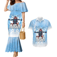 New Zealand Sky Diving Couples Matching Mermaid Dress and Hawaiian Shirt Lets Get High LT05 Blue - Polynesian Pride