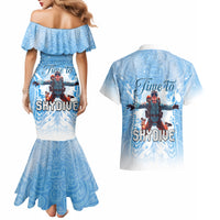 New Zealand Sky Diving Couples Matching Mermaid Dress and Hawaiian Shirt Lets Get High LT05 - Polynesian Pride