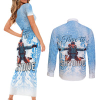 New Zealand Sky Diving Couples Matching Short Sleeve Bodycon Dress and Long Sleeve Button Shirt Lets Get High