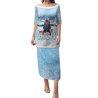New Zealand Sky Diving Puletasi Lets Get High LT05 Long Dress Blue - Polynesian Pride