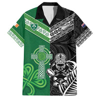 New Zealand And Ireland Rugby Custom Family Matching Tank Maxi Dress and Hawaiian Shirt Maori Tiki With Shamrock