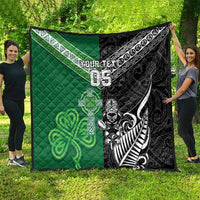New Zealand And Ireland Rugby Custom Quilt Maori Tiki With Shamrock