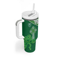 New Zealand And Ireland Rugby Custom Tumbler With Handle Maori Tiki With Shamrock