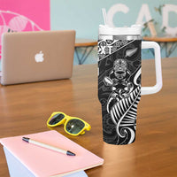 New Zealand And Ireland Rugby Custom Tumbler With Handle Maori Tiki With Shamrock