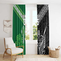 New Zealand And Ireland Rugby Custom Window Curtain Maori Tiki With Shamrock