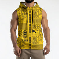 Papua New Guinea Heritage Motif Sleeveless Hoodie Yellow Version LT05 - Polynesian Pride