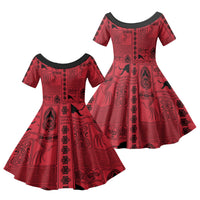 Papua New Guinea Heritage Motif Family Matching Mermaid Dress and Hawaiian Shirt Red Version LT05 Daughter's Dress Red - Polynesian Pride