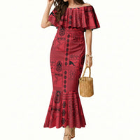 Papua New Guinea Heritage Motif Mermaid Dress Red Version LT05 Women Red - Polynesian Pride