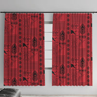 Papua New Guinea Heritage Motif Window Curtain Red Version LT05 With Hooks Red - Polynesian Pride