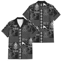 Papua New Guinea Heritage Motif Family Matching Mermaid Dress and Hawaiian Shirt Black Version LT05 Dad's Shirt - Short Sleeve Black - Polynesian Pride