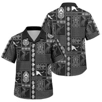 Papua New Guinea Heritage Motif Family Matching Short Sleeve Bodycon Dress and Hawaiian Shirt Black Version LT05 Son's Shirt Black - Polynesian Pride