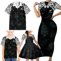 Custom New Zealand Fern Women Rugby Family Matching Short Sleeve Bodycon Dress and Hawaiian Shirt Maori Pattern LT05 - Polynesian Pride