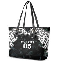 Custom New Zealand Fern Women Rugby Leather Tote Bag Maori Pattern