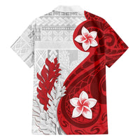 Samoa Teuila 2024 Family Matching Off Shoulder Short Dress and Hawaiian Shirt Samoan Siapo Pattern Red Version