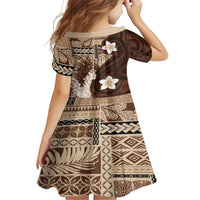 Samoa Teuila 2024 Family Matching Short Sleeve Bodycon Dress and Hawaiian Shirt Samoan Siapo Pattern Brown Version