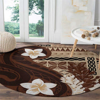 Samoa Teuila 2024 Round Carpet Samoan Siapo Pattern Brown Version